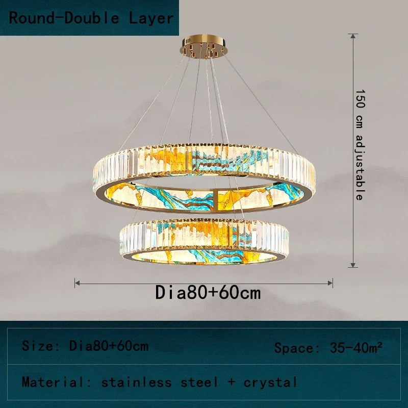 Afralia™ Crystal Chandelier Pendant Lamp, Exquisite Oriental Style Lighting for Home