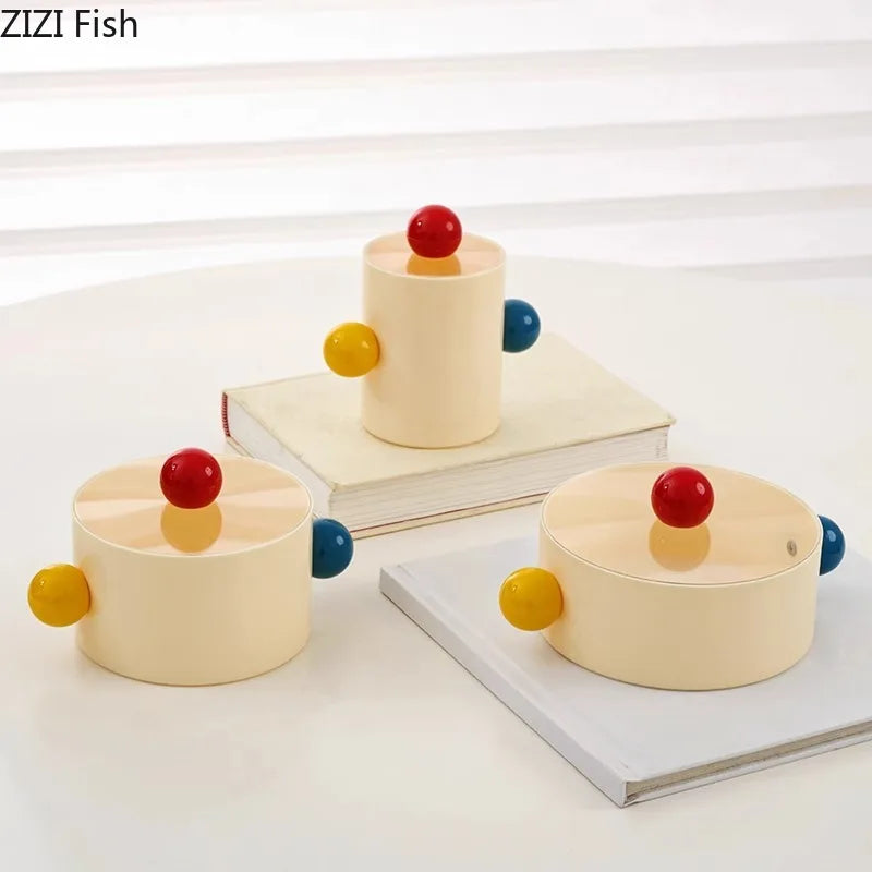 Afralia™ Colorful Dot Decorative Storage Jar for Small Objects and Jewelry Organizing