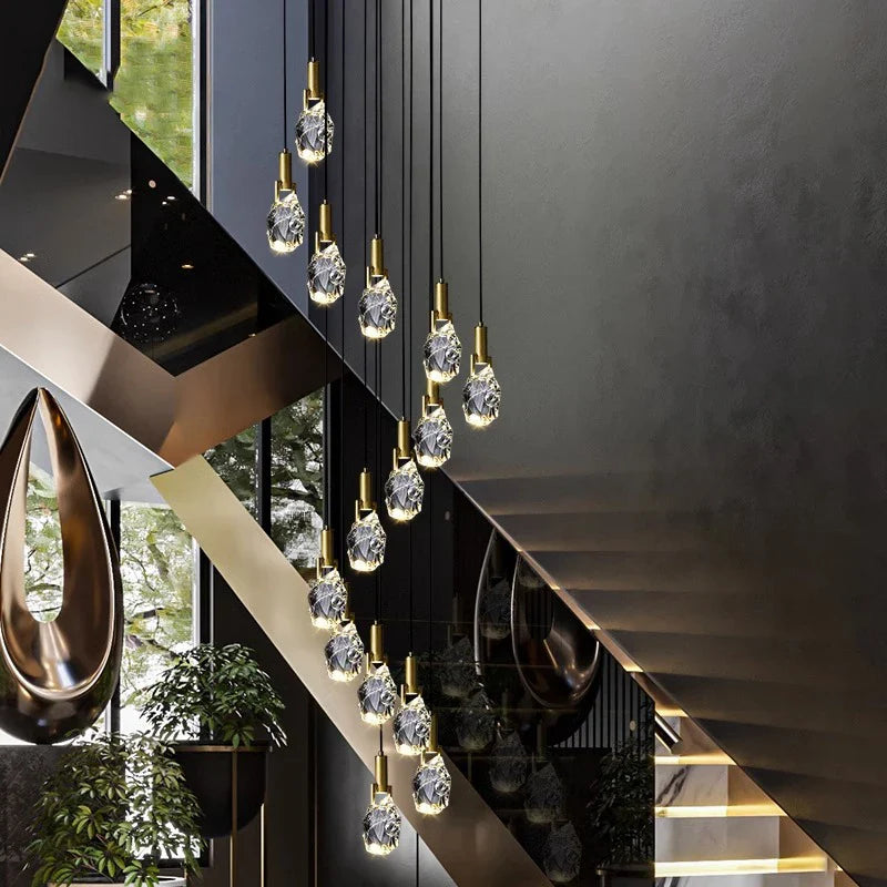 Afralia™ LED Staircase Chandeliers Pendant Light for Living Room Modern Indoor Lighting
