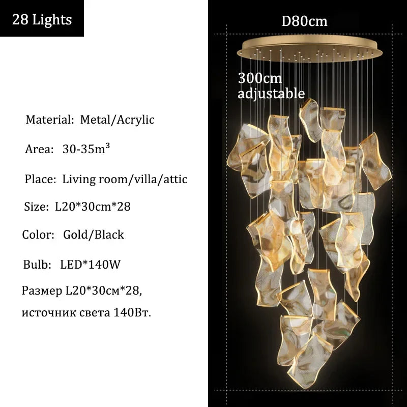 Afralia™ LED Acrylic Chandeliers for Villa Living Room Decor - Ceiling Pendant Light Fixture