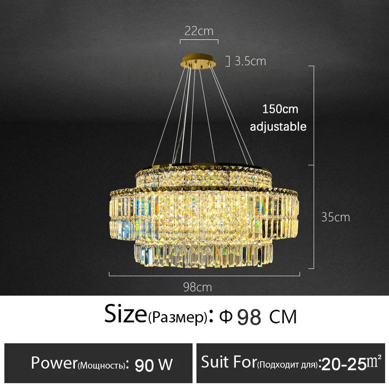 Afralia™ Crystal Chandelier: Modern Rectangle Luxury Dining Room Lighting