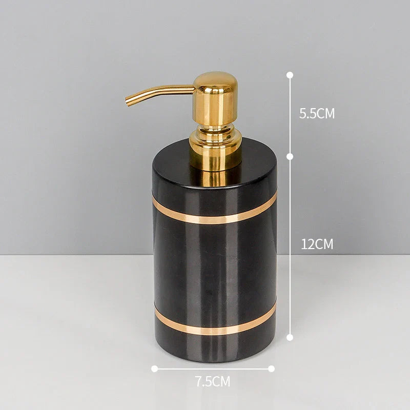 Afralia™ Nero Marquin Marble Bathroom Set with Gold Accents