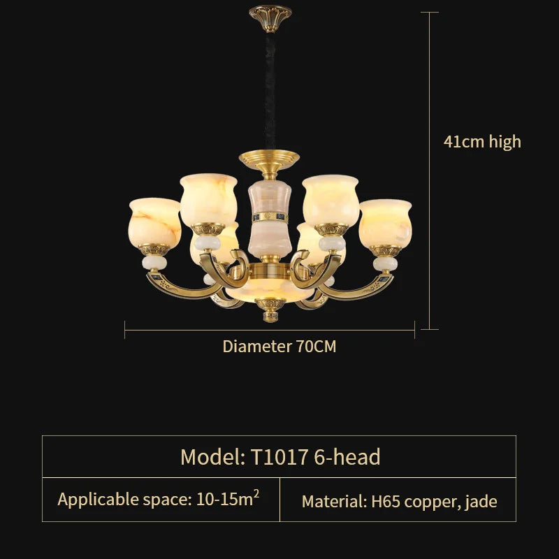 Afralia™ Copper Jade Pendant Lamp: Modern Chinese Style Dining Room Decor for Villas