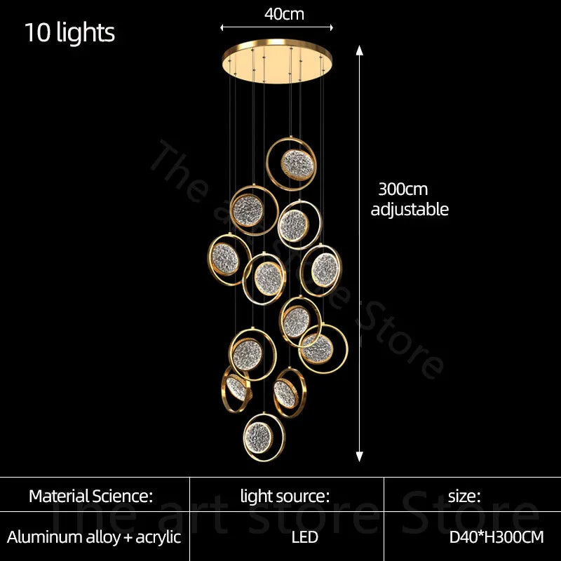 Afralia™ Luxury LED Chandelier for Villa, Staircase, Bar, Kitchen, Dining Room, Living Room