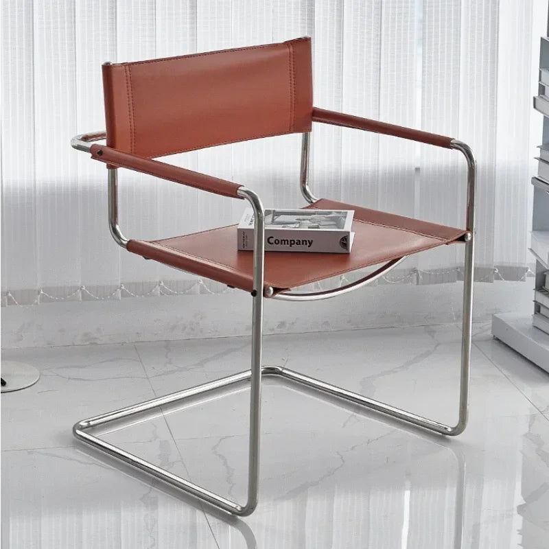 Afralia™ Stainless Steel Single Armchair for Living Room, Bedroom, Office - Creative Nordic Design