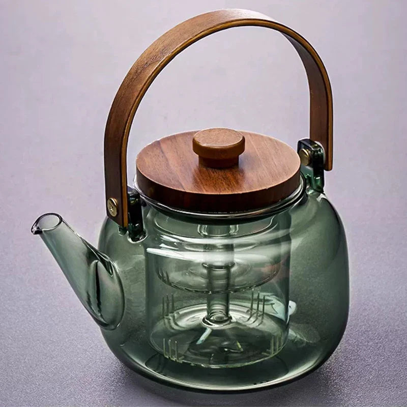 Afralia™ Transparent High-Temperature Teapot Tea Set with Tea Separator