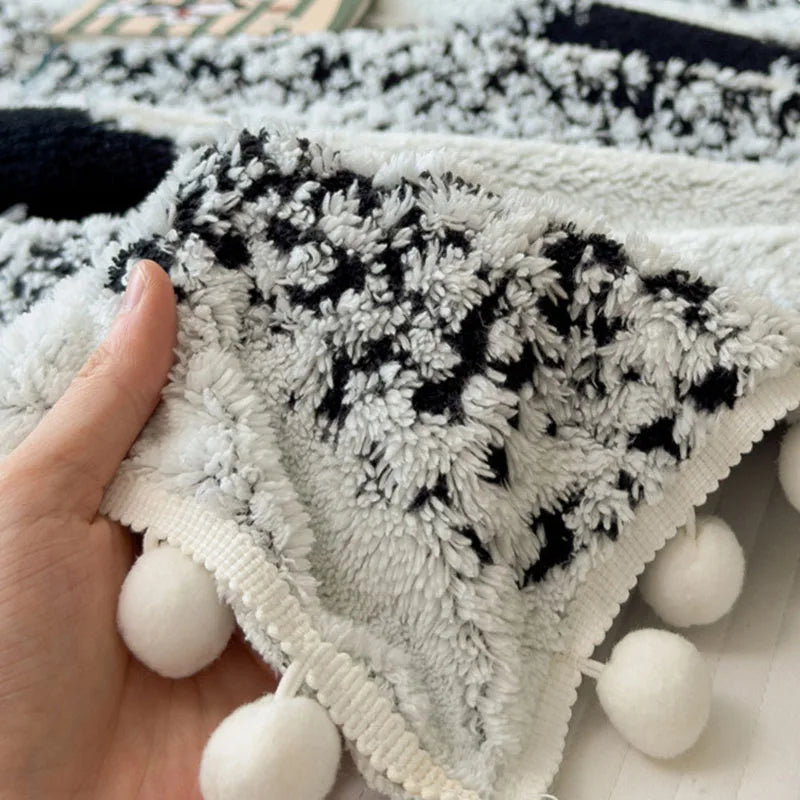 Afralia™ Nordic Velvet Sofa Blanket with Fur Balls for Summer and Autumn