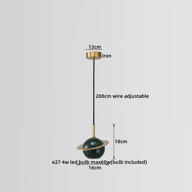 Afralia™ Marble Copper LED Pendant Lamp for Modern Living Room Decor