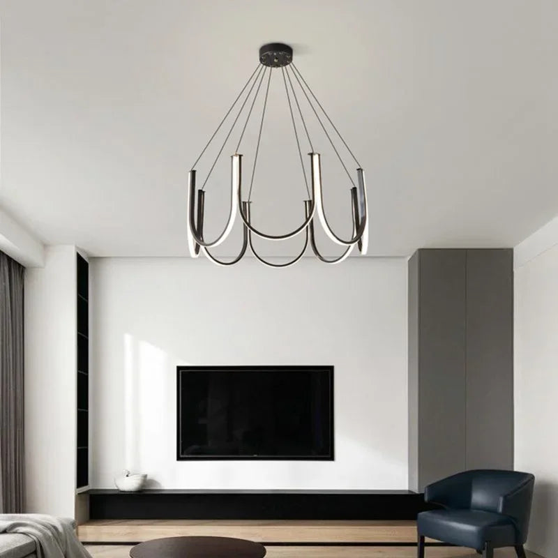 Afralia™ U-Shape LED Pendant Chandelier for Modern Minimalist Luxury Home Decor