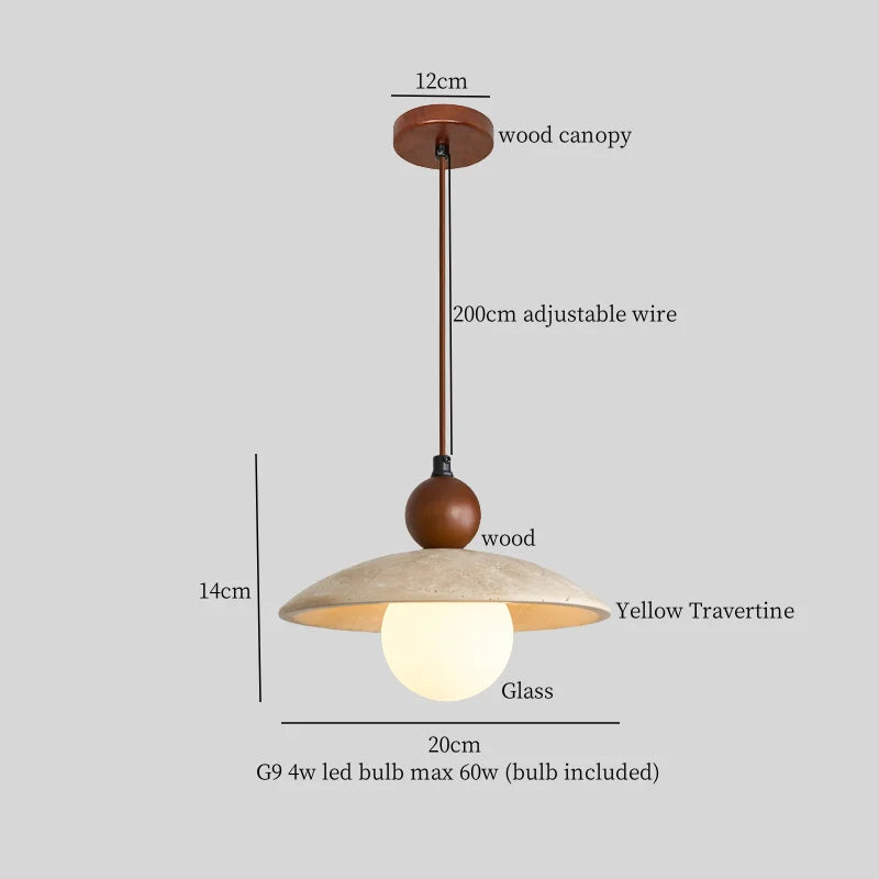 Afralia™ Yellow Travertine Glass LED Pendant Lights for Dining and Living Room