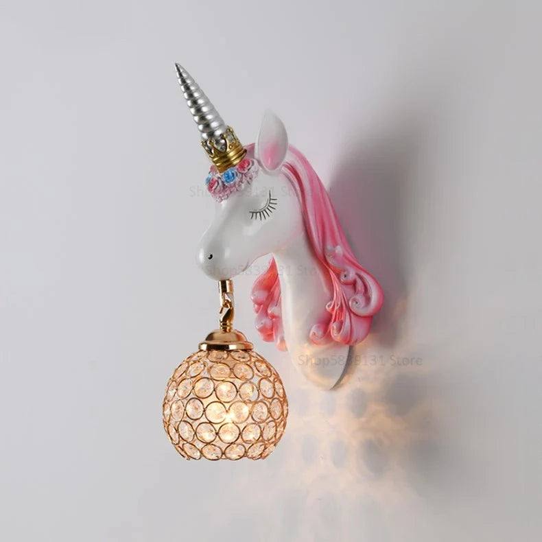 Afralia™ Nordic Unicorn Wall Lamp for Bedroom LED Decoration Light