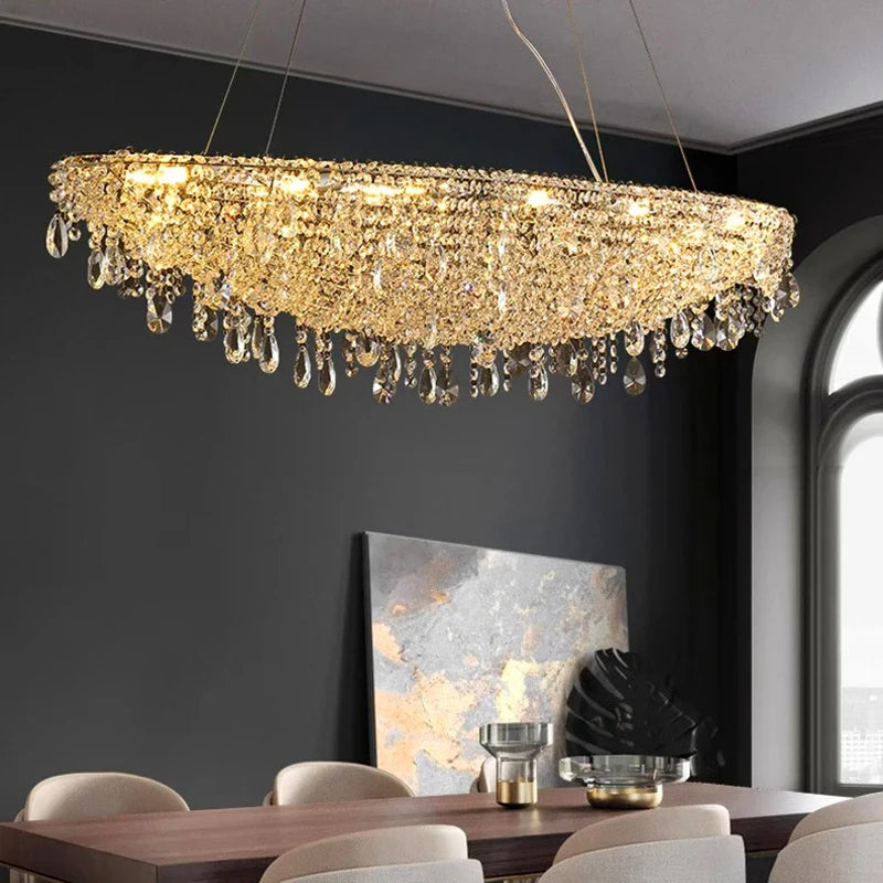 Afralia™ Luxury Crystal Chandelier: Elegant Living Room & Bedroom Pendant Light