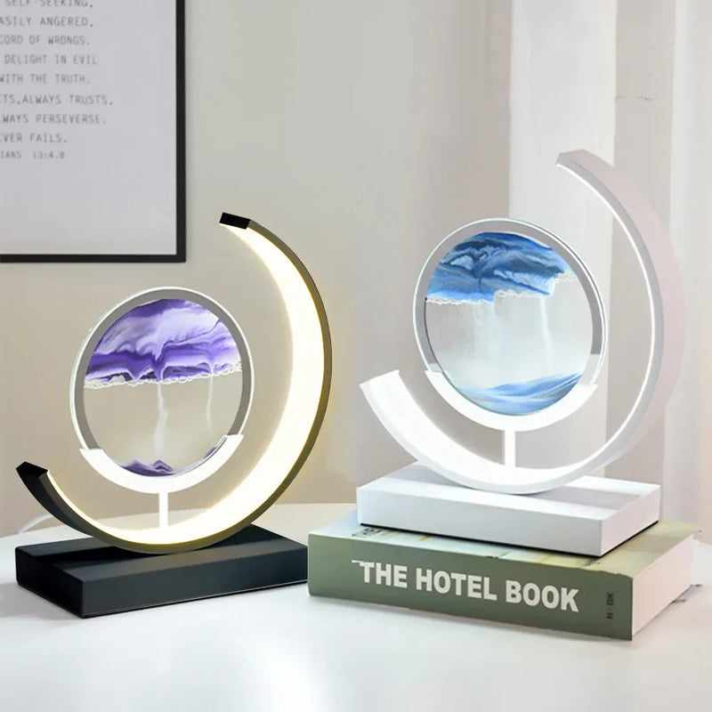 Afralia™ Quicksand 3D Table Lamp: Creative Natural Landscape Sand Art LED Light