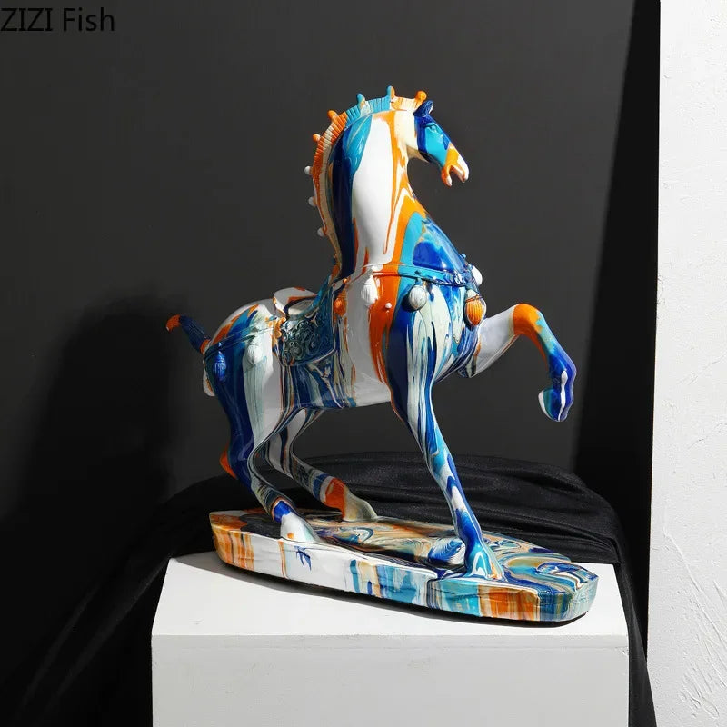 Afralia™ Animal Resin Statue Collection: Abstract Horse Cow French Bullfighting Dog Sculpture
