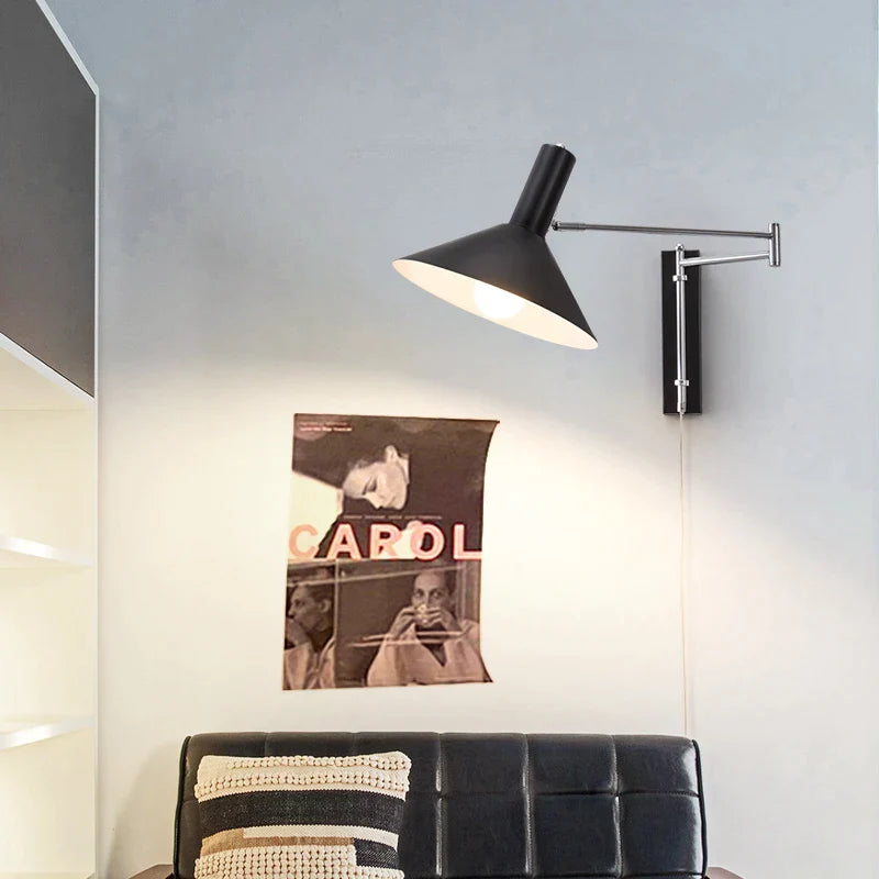 Afralia™ Industrial Metal Wall Lamp with Extendable Arms for Bedside Reading