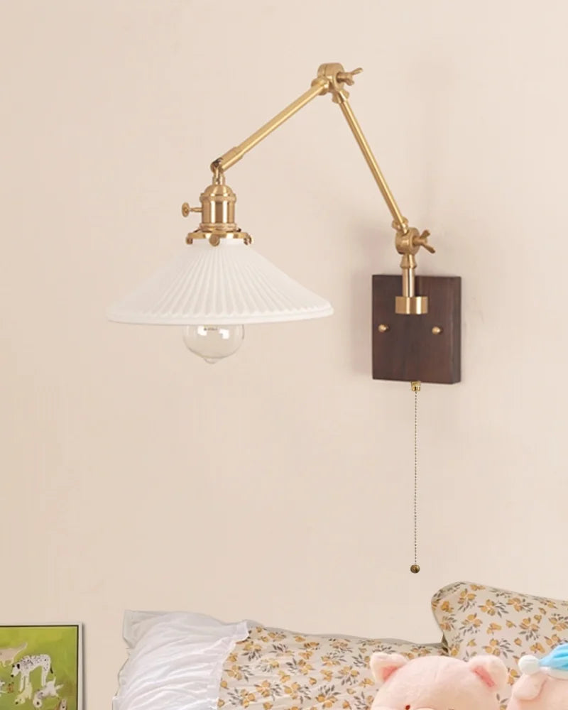 Afralia™ Rotatable Wood LED Wall Sconce with Pull Chain Switch.