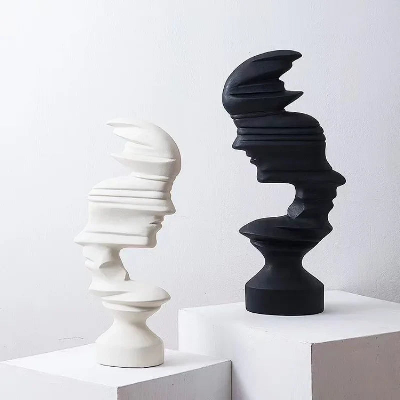 Afralia™ Abstract Human Face Sculpture for Nordic Style Home Decor & Office Handicraft Gift