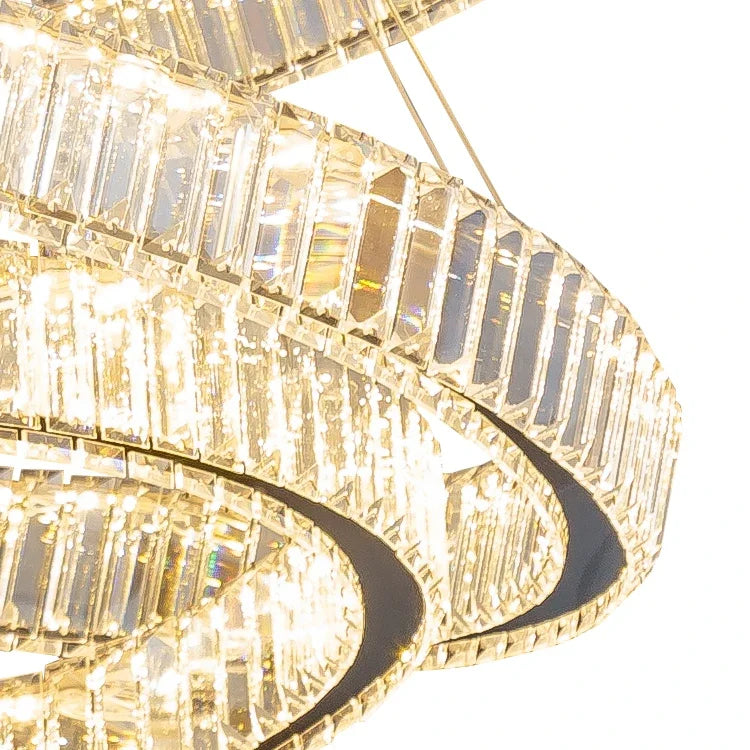 Afralia™ Crystal LED Ring Chandelier - Luxury Villa Stair Pendant Fixture