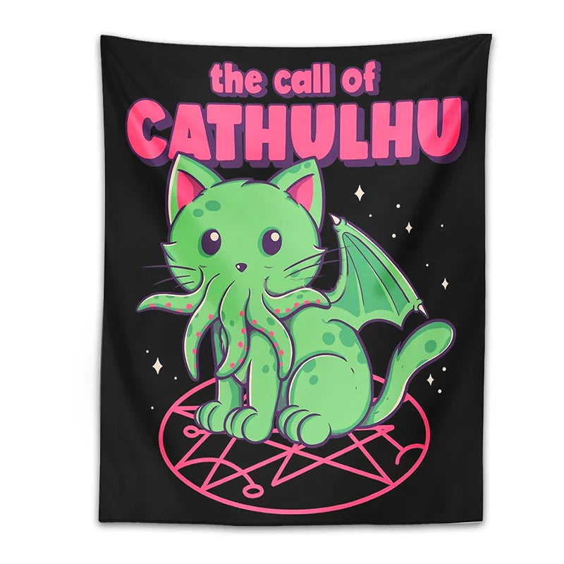 Afralia™ Cat Call Tapestry Wall Hanging - Psychedelic Hippie Aesthetics Dorm Decor