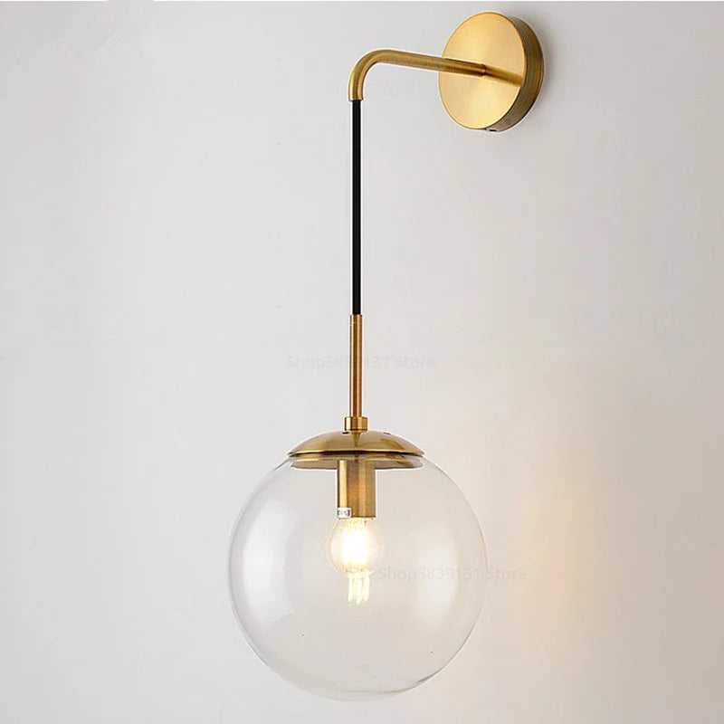 Afralia™ Glass Ball LED Wall Lamp for Nordic Modern Vintage Home Decor
