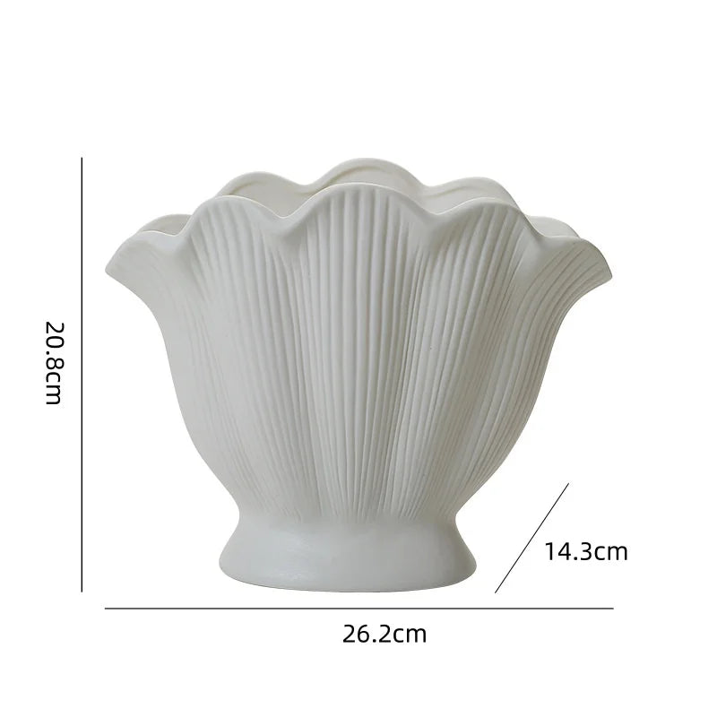 Afralia™ Vintage Shell Shape Ceramic Vase for Home Decoration and Flower Arrangement