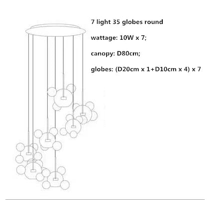 Afralia™ Modern Clear Glass Globe LED Pendant Light - Micky Copper Hanging Lamp