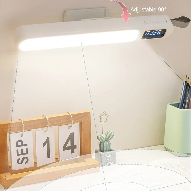 Afralia™ LED Desk Lamp Clock Night Light Rotatable Timing for Bedroom Reading