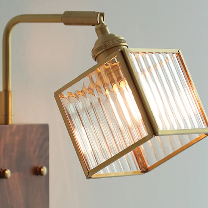 Afralia™ Brass LED Wall Lights Modern Stair Light Fixture Blue Glass Bedside Lamp