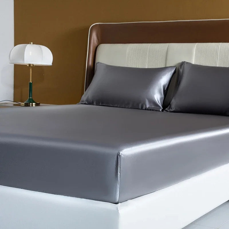 Afralia™ Smooth Satin Fitted Sheet King Size Rayon Bed Sheet 180x200