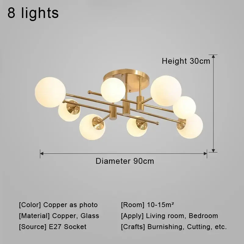 Afralia™ Nordic LED Glass Pendant Chandelier Ceiling Light for Home Decor
