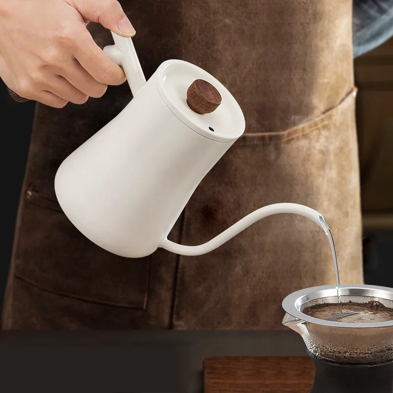 Afralia™ Stainless Steel Gooseneck Coffee Kettle with Wooden Handle