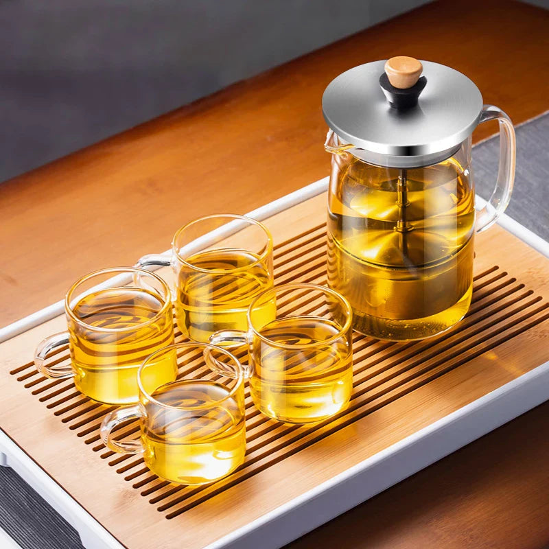 Afralia™ Glass Tea Set with High Temperature Boiling Filter, Chinese K
