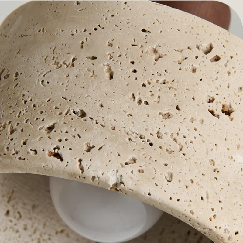 Afralia™ LED Pendant Light Fixture Modern Wood Canopy Yellow Travertine Luminaire