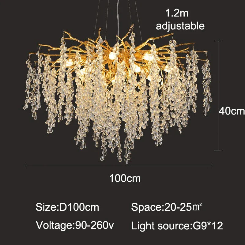 Afralia™ Luxury Crystal Chandelier LED Pendant Light for Home Decor and Lighting