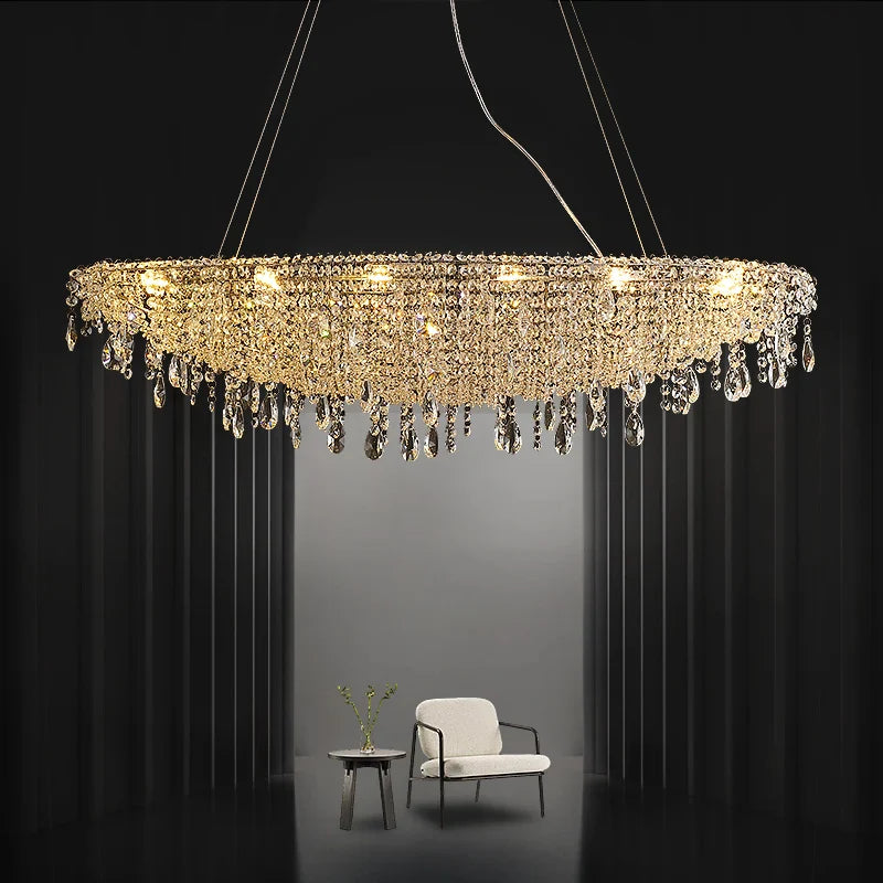 Afralia™ Modern Crystal Bead Pendant Lighting Fixture with Dimmable LED for Home Decor