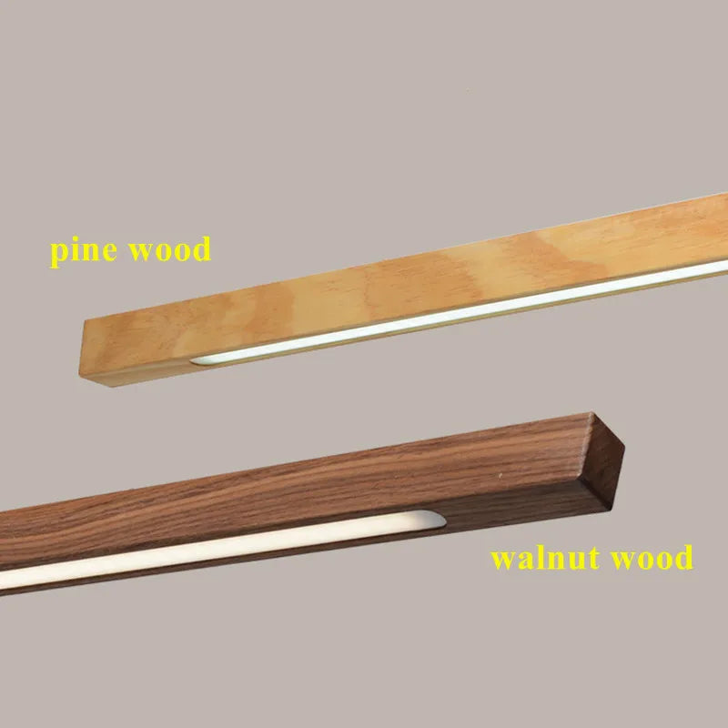 Afralia™ Dimmable Wooden Pendant Lamp: Long Strip Minimalist Hanging Indoor Lighting