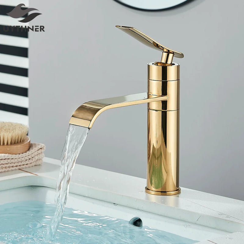 Afralia™ Basin Faucet: Hot Cold Water Mixer Tap for Bathroom Vessel Washbasin