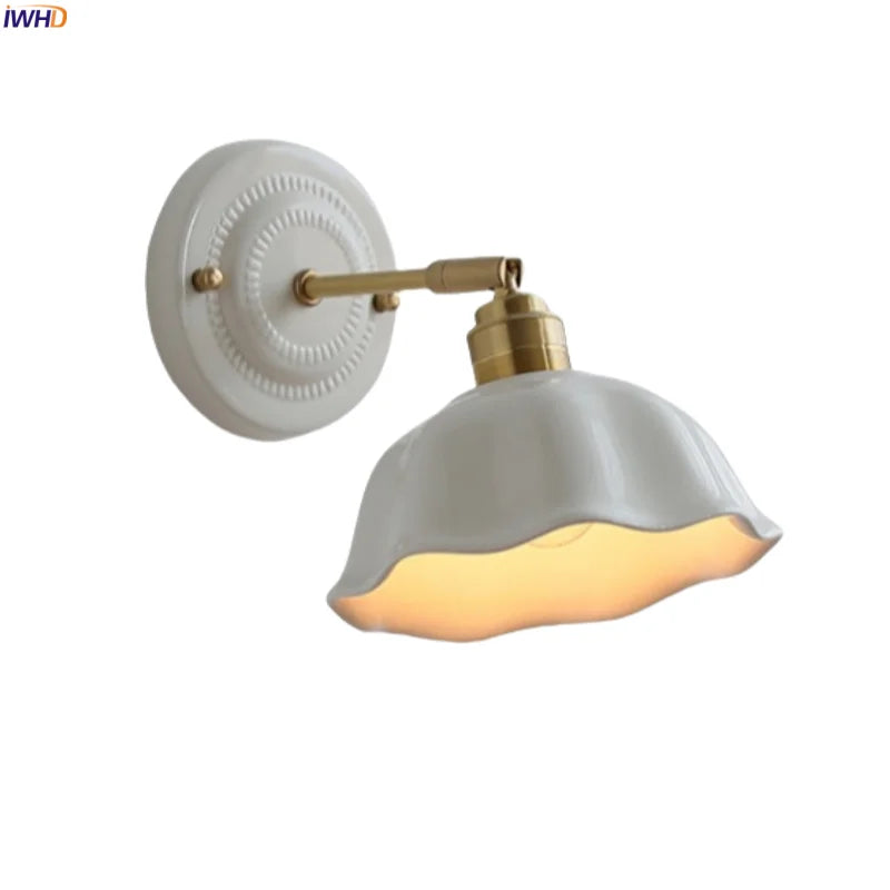 Afralia™ Ceramic LED Wall Sconce: Japanese Vintage Interior Wall Light