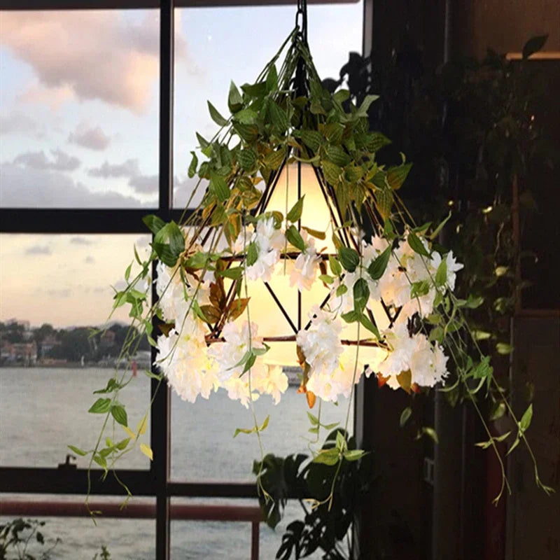 Afralia™ White Cherry Blossoms Chandelier: Industrial Style Lighting for Music Restaurant