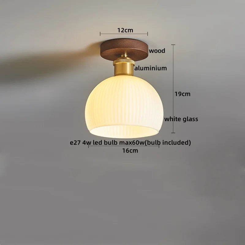 Afralia™ Wood Glass LED Ceiling Lights Modern Luminaria De Teto for Home Décor