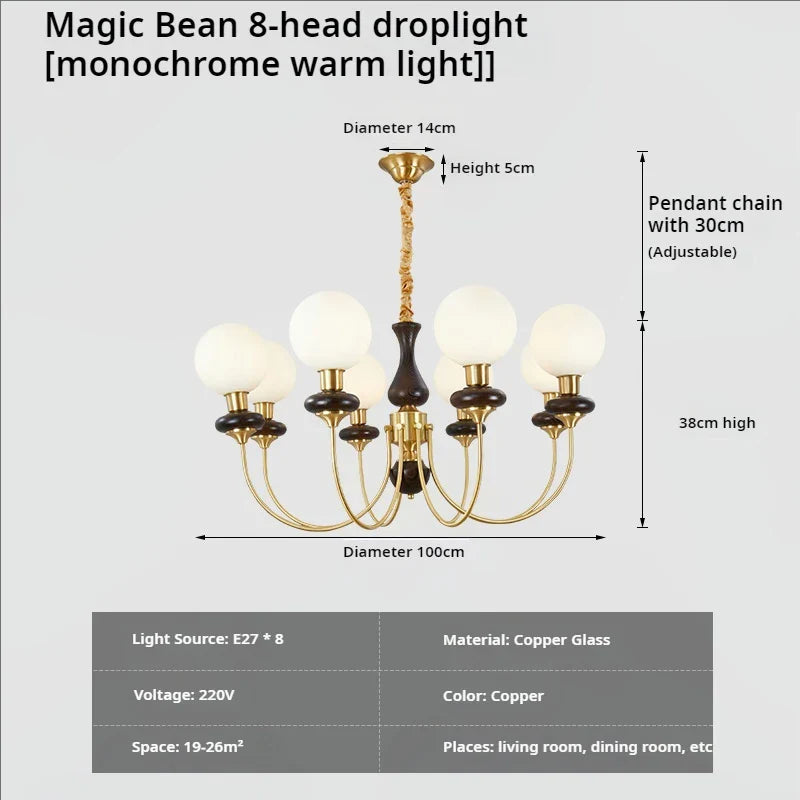 Afralia™ Nordic Copper Chandelier: Elegant Magic Bean Molecule Light for Living, Dining & Bedroom.