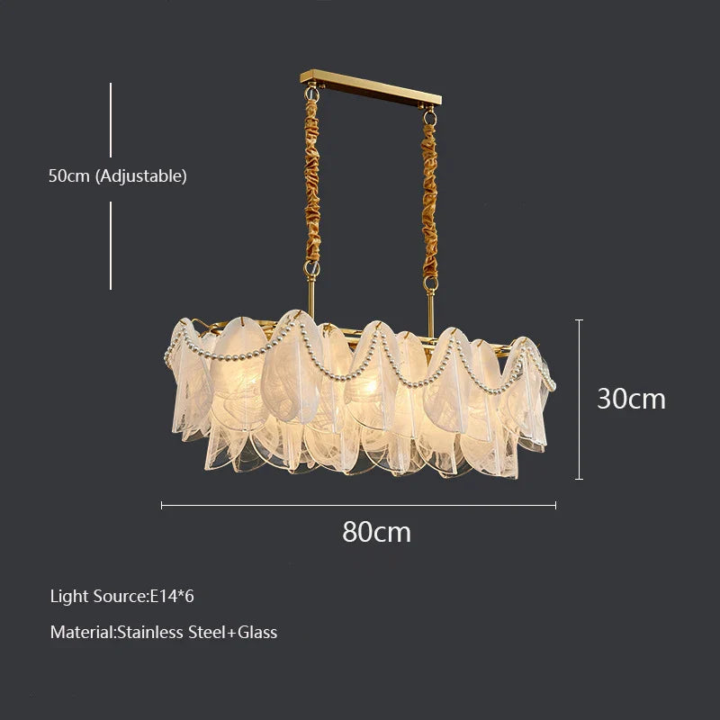 Afralia™ LED Glass Hanging Lamp Golden Leaf Shape Modern Pendant Light