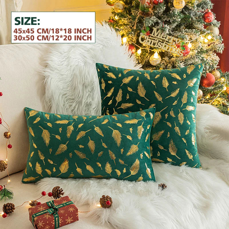 Afralia™ Feather Fur Cushion Cover in Plush Christmas Print - 45x45 Home Decor Pillows