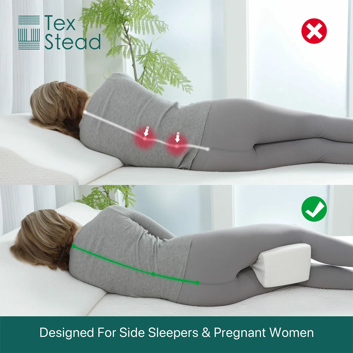 Afralia™ Memory Foam Knee Pillow for Side Sleepers, Spine Alignment & Leg Blood Circulation.
