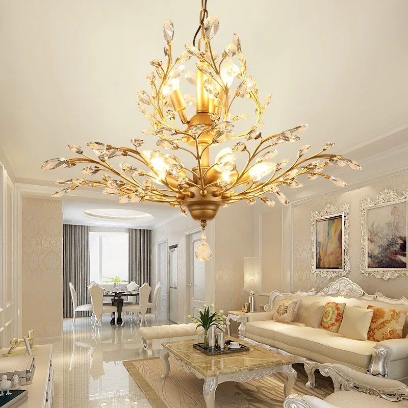 Afralia™ Vintage Industrial Crystal Chandelier for Living Room Dining Bedroom