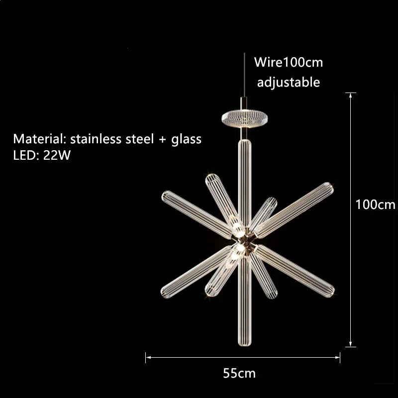 Afralia™ Glass Tubes Chandelier LED Pendant Lamp for Modern Luxury Lighting