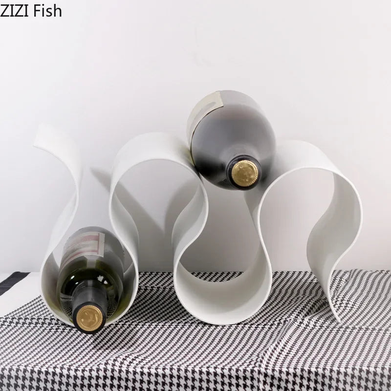 Afralia™ Ribbon S-Shape Wine Rack: Stylish Beverage Tray & Bottle Stand for Home Décor.