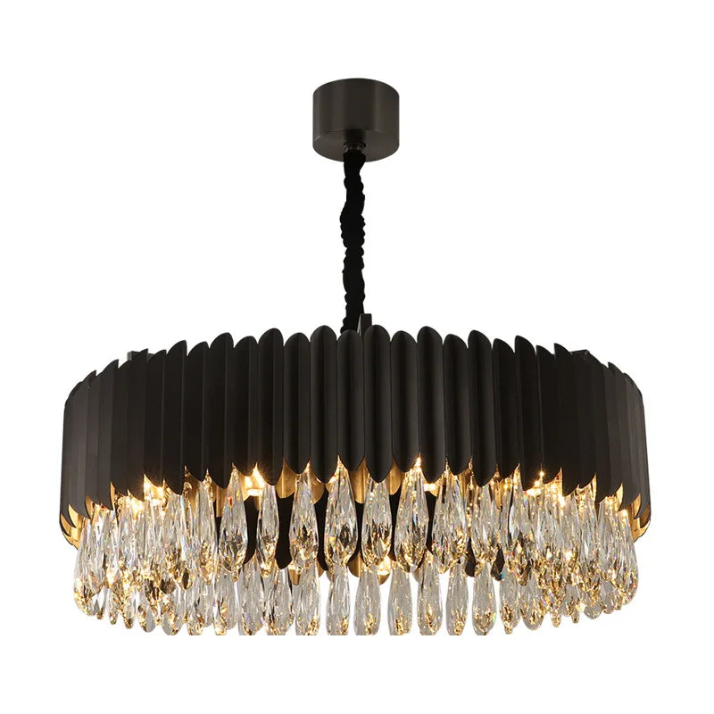 Afralia™ Gold Crystal Water Droplet Pendant Light - Black Suspension Lamp
