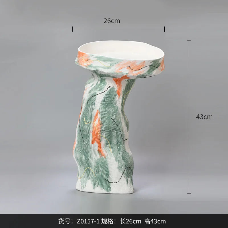 Afralia™ Abstract Irregular Pattern Ceramic Vase for Home Decoration