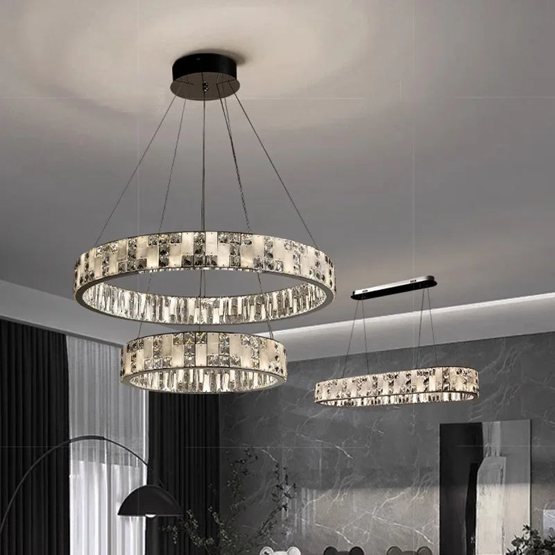 Afralia™ LED Crystal Marble Chandelier | Modern Elegant Living Room Bedroom Lighting